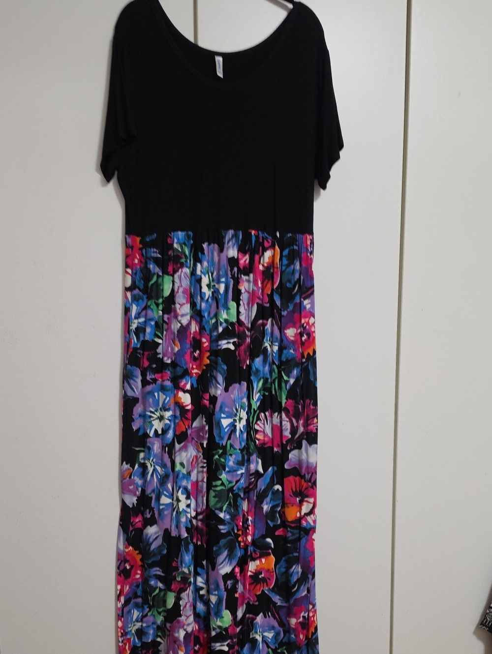 Black Maxi Dress with Vibrant Floral Print
